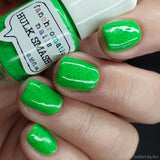 Hulk Smash! Nail Polish - neon green with black & purple flakies - Fanchromatic Nails