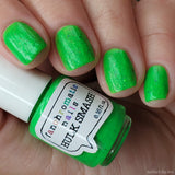 Hulk Smash! Nail Polish - neon green with black & purple flakies - Fanchromatic Nails