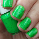 Hulk Smash! Nail Polish - neon green with black & purple flakies - Fanchromatic Nails