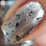 Witness Me Nail Polish - shiny and chrome with black shreds - Fanchromatic Nails