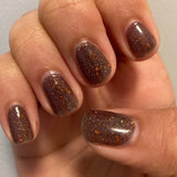 The Maze Nail Polish - color-changing black-to-clear with copper holo glitter - Fanchromatic Nails