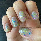 Mathematical! Nail Polish - color changing turquoise to cream with neon glitter - Fanchromatic Nails