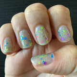 Mathematical! Nail Polish - color changing turquoise to cream with neon glitter - Fanchromatic Nails