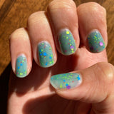 Mathematical! Nail Polish - color changing turquoise to cream with neon glitter - Fanchromatic Nails