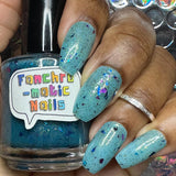San Junipero Nail Polish - teal green with shredded glitters - Fanchromatic Nails