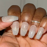 Silver Shoes With Pointed Toes Nail Polish - silver reflective glitter topper - Fanchromatic Nails