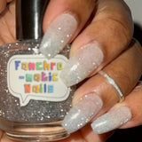 Silver Shoes With Pointed Toes Nail Polish - silver reflective glitter topper - Fanchromatic Nails