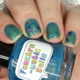 San Junipero Nail Polish - teal green with shredded glitters - Fanchromatic Nails