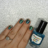 San Junipero Nail Polish - teal green with shredded glitters - Fanchromatic Nails