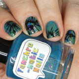San Junipero Nail Polish - teal green with shredded glitters - Fanchromatic Nails