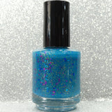 San Junipero Nail Polish - teal green with shredded glitters - Fanchromatic Nails