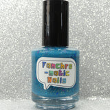 San Junipero Nail Polish - teal green with shredded glitters - Fanchromatic Nails
