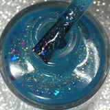 San Junipero Nail Polish - teal green with shredded glitters - Fanchromatic Nails
