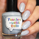 Each Runic Letter Nail Polish - light periwinkle jelly with blue iridescent flakes - Fanchromatic Nails