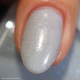 Each Runic Letter Nail Polish - light periwinkle jelly with blue iridescent flakes - Fanchromatic Nails