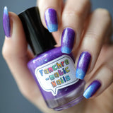 In A Fairy Country Nail Polish - blue/purple thermal with flakies - Fanchromatic Nails