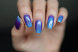 In A Fairy Country Nail Polish - blue/purple thermal with flakies - Fanchromatic Nails