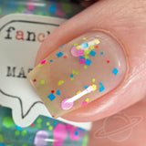 Mathematical! Nail Polish - color changing turquoise to cream with neon glitter - Fanchromatic Nails