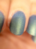 Rules of Acquisition Nail Polish - matte brilliant metallic blue-green - Fanchromatic Nails