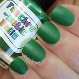 Against All Logic Nail Polish - matte green with blue sparkle - Fanchromatic Nails