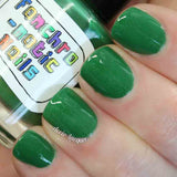 Against All Logic Nail Polish - matte green with blue sparkle - Fanchromatic Nails