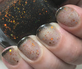 The Maze Nail Polish - color-changing black-to-clear with copper holo glitter - Fanchromatic Nails