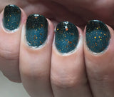 The Maze Nail Polish - color-changing black-to-clear with copper holo glitter - Fanchromatic Nails
