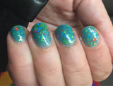 Mathematical! Nail Polish - color changing turquoise to cream with neon glitter - Fanchromatic Nails