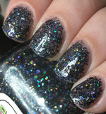 Kneel Before Zod Nail Polish - holographic black glitter - Fanchromatic Nails