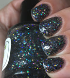 Kneel Before Zod Nail Polish - holographic black glitter - Fanchromatic Nails