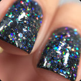 Kneel Before Zod Nail Polish - holographic black glitter - Fanchromatic Nails