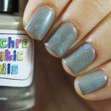 Wrapped In Plastic Nail Polish - matte iridescent flakie top coat - Fanchromatic Nails