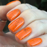 Oh Rocket! Nail Polish - neon orange with chameleon flakies - Fanchromatic Nails