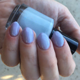 Each Runic Letter Nail Polish - light periwinkle jelly with blue iridescent flakes - Fanchromatic Nails