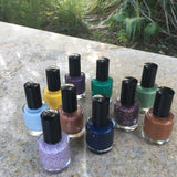 Each Runic Letter Nail Polish - light periwinkle jelly with blue iridescent flakes - Fanchromatic Nails
