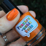 Oh Rocket! Nail Polish - neon orange with chameleon flakies - Fanchromatic Nails