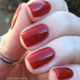 Blood Oath Nail Polish - true red creme with flecks of black & grey - Fanchromatic Nails