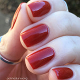 Blood Oath Nail Polish - true red creme with flecks of black & grey - Fanchromatic Nails