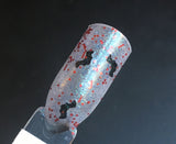 Vampire Queen Nail Polish - glow in the dark topper with bat shaped glitter - Fanchromatic Nails