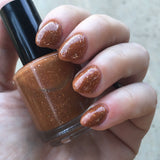 Ignore The Bear Nail Polish - umber-toned brown with pure silver flakes - Fanchromatic Nails