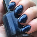 Reborn In The Great Cycle Nail Polish - deep cobalt blue scattered holo - Fanchromatic Nails