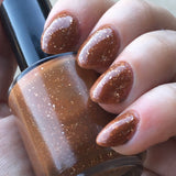 Ignore The Bear Nail Polish - umber-toned brown with pure silver flakes - Fanchromatic Nails