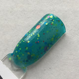 Mathematical! Nail Polish - color changing turquoise to cream with neon glitter - Fanchromatic Nails