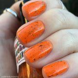 Oh Rocket! Nail Polish - neon orange with chameleon flakies - Fanchromatic Nails