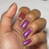 Magneto Was Right Nail Polish - pink/magenta/red iridescent jelly - Fanchromatic Nails