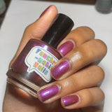 Magneto Was Right Nail Polish - pink/magenta/red iridescent jelly - Fanchromatic Nails