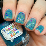 San Junipero Nail Polish - teal blue/green with shredded glitters - Fanchromatic Nails