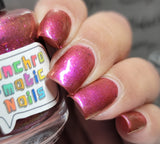Magneto Was Right Nail Polish - pink/magenta/red iridescent jelly - Fanchromatic Nails