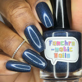 Reborn In The Great Cycle Nail Polish - deep cobalt blue scattered holo - Fanchromatic Nails