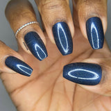 Reborn In The Great Cycle Nail Polish - deep cobalt blue scattered holo - Fanchromatic Nails